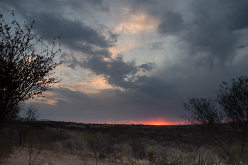 Sunset over at the Trans Kalahari Inn