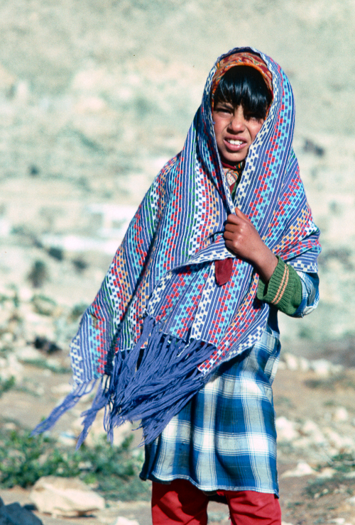Young girl in Matmata cold after the snow