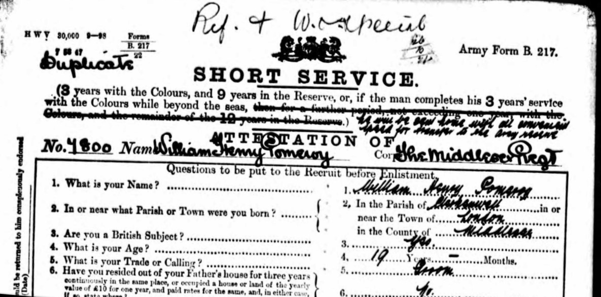 Army William Henry Pomeroy