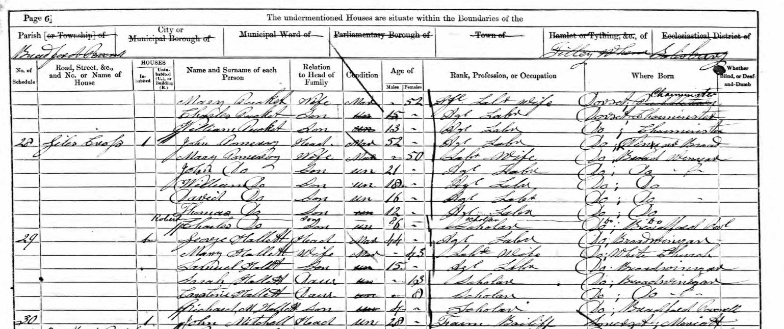 Census 1861 John Pomeroy Giles Cross