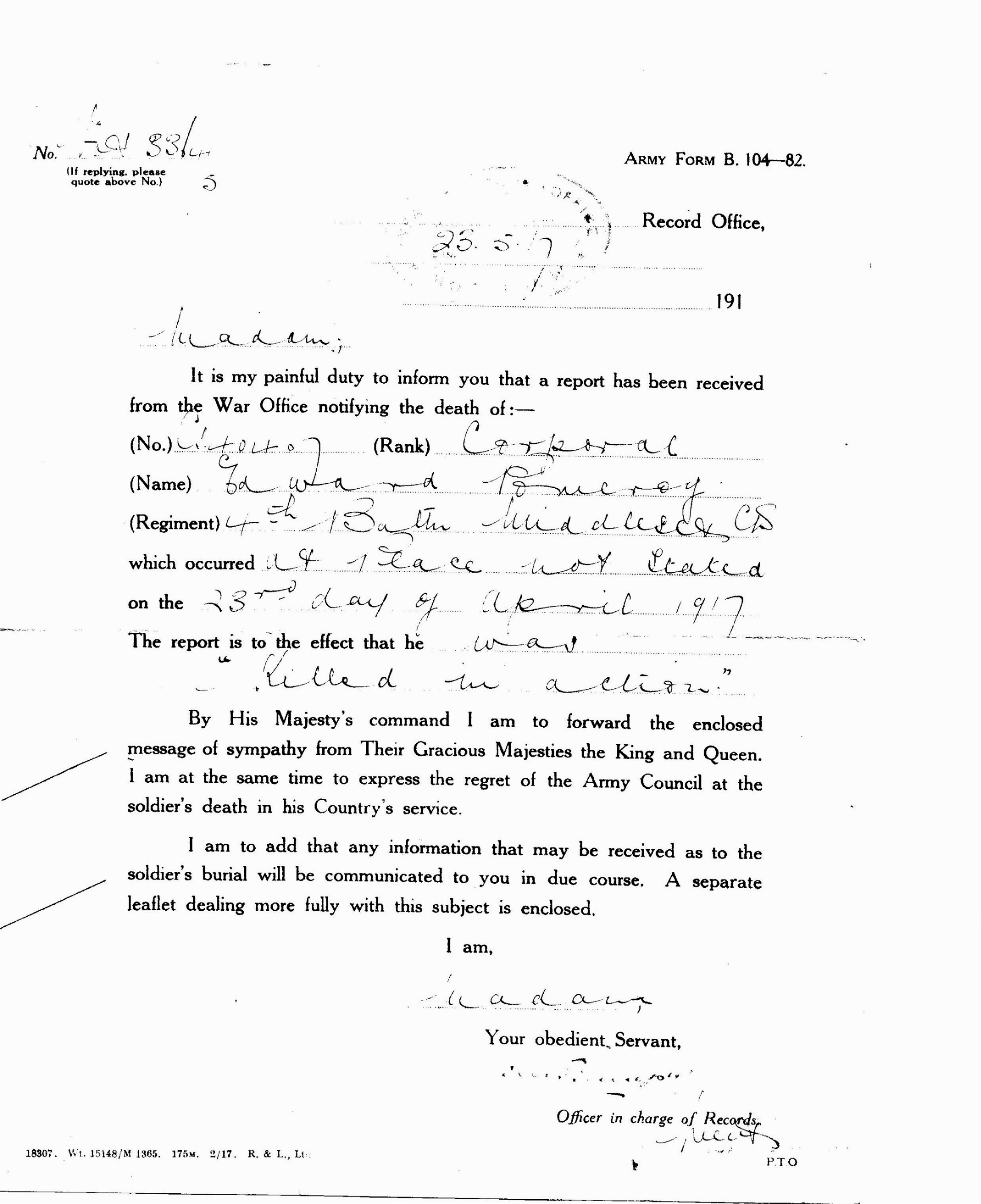 Edward Pomeroy death notice