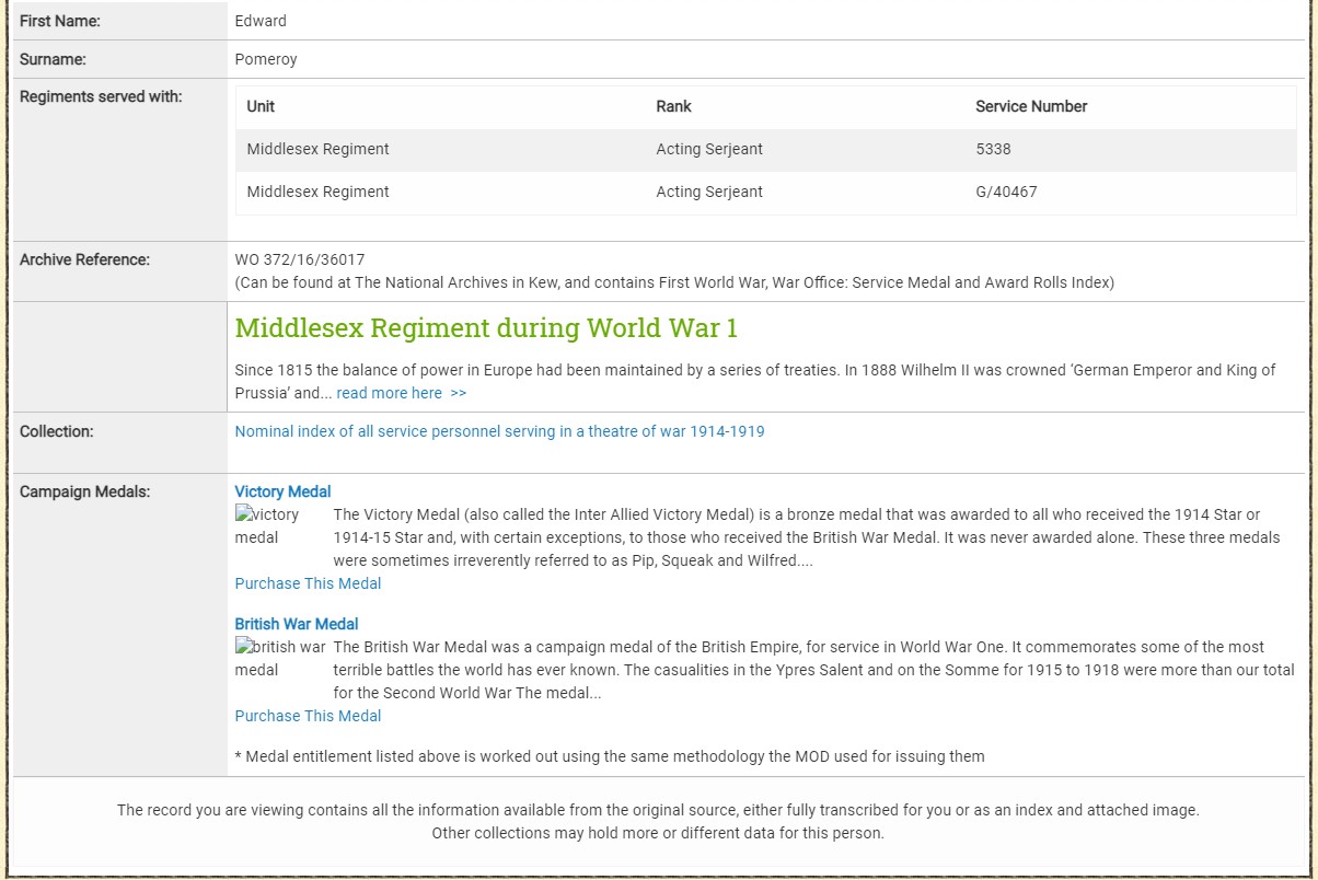 Forces War Records Edward Pomeroy G40467