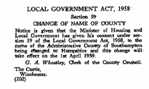 1958 Local Government Act Section 59 Change of Name