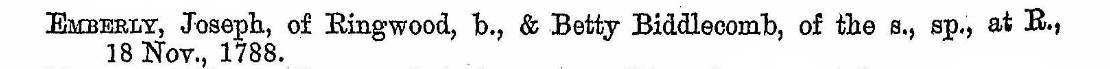 Allegations for Marriage Licences Betty Biddlecomb 1788