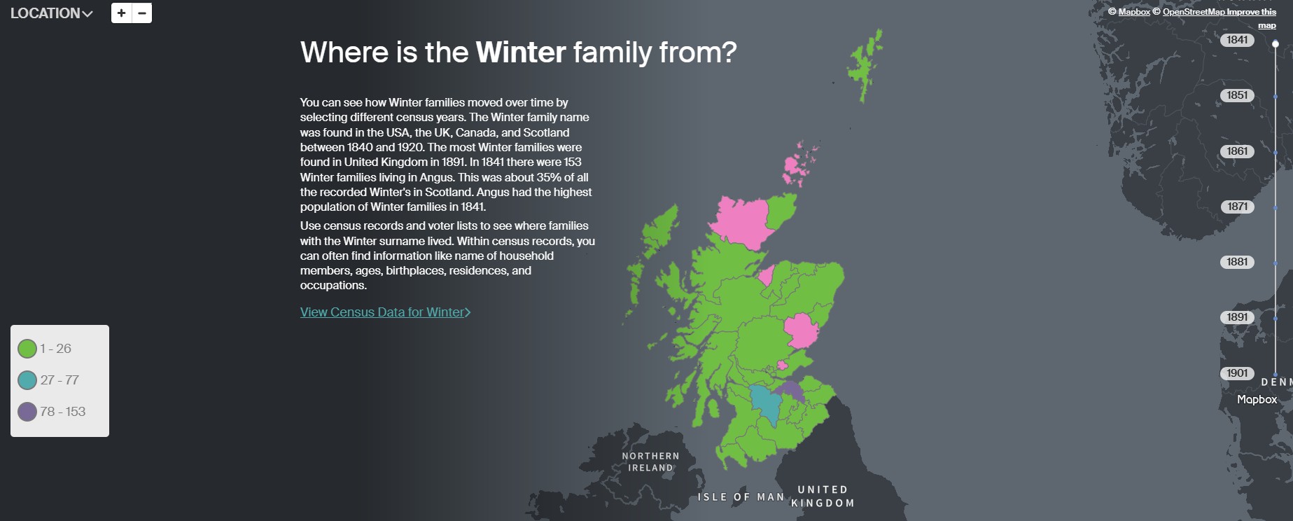 Ancestry Winter UK S distribution