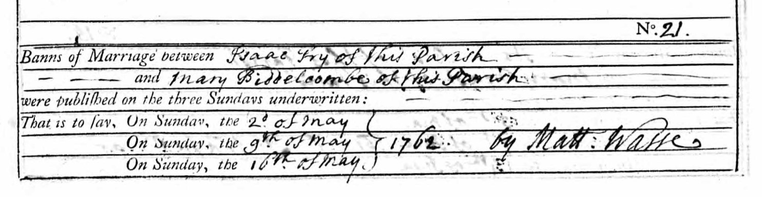 Bands Isaac Fry Mary Biddlecombe Kinson