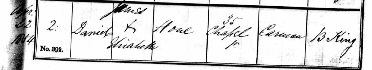 Baptised Daniel Hone 2 July 1854