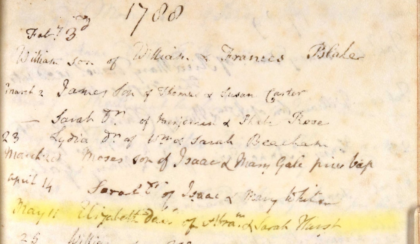 Baptised Elizabeth Hurst 11 May 1788