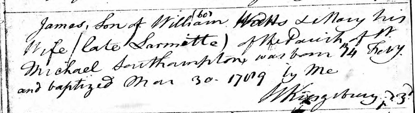 Baptised James Watts 30 Mar 1789
