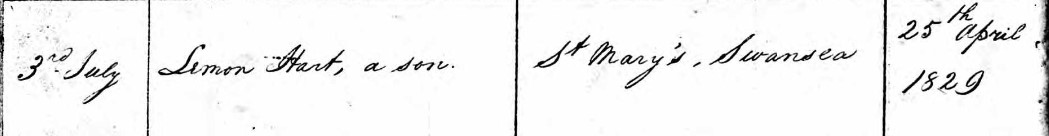 Baptised Lemon Hart Michael 3 July 1829
