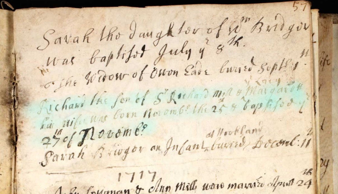 Baptised Richard Mill 27 November 1716