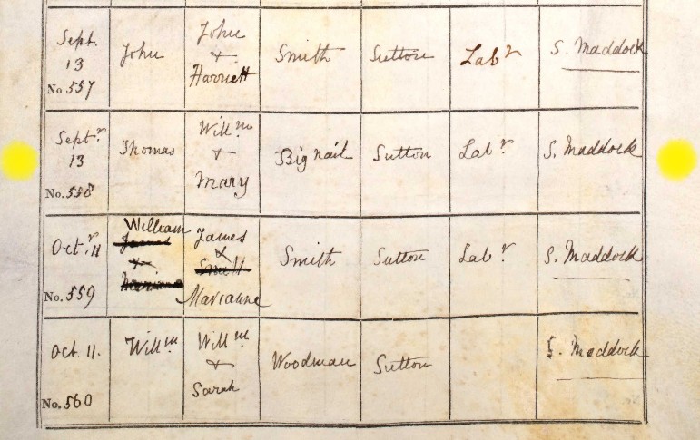 Baptised Thomas Bignall Bishops Sutton 13 Sep 1846