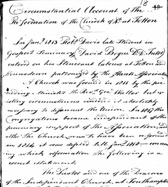 Baptisms Register Meeting House Totton Hampshire B