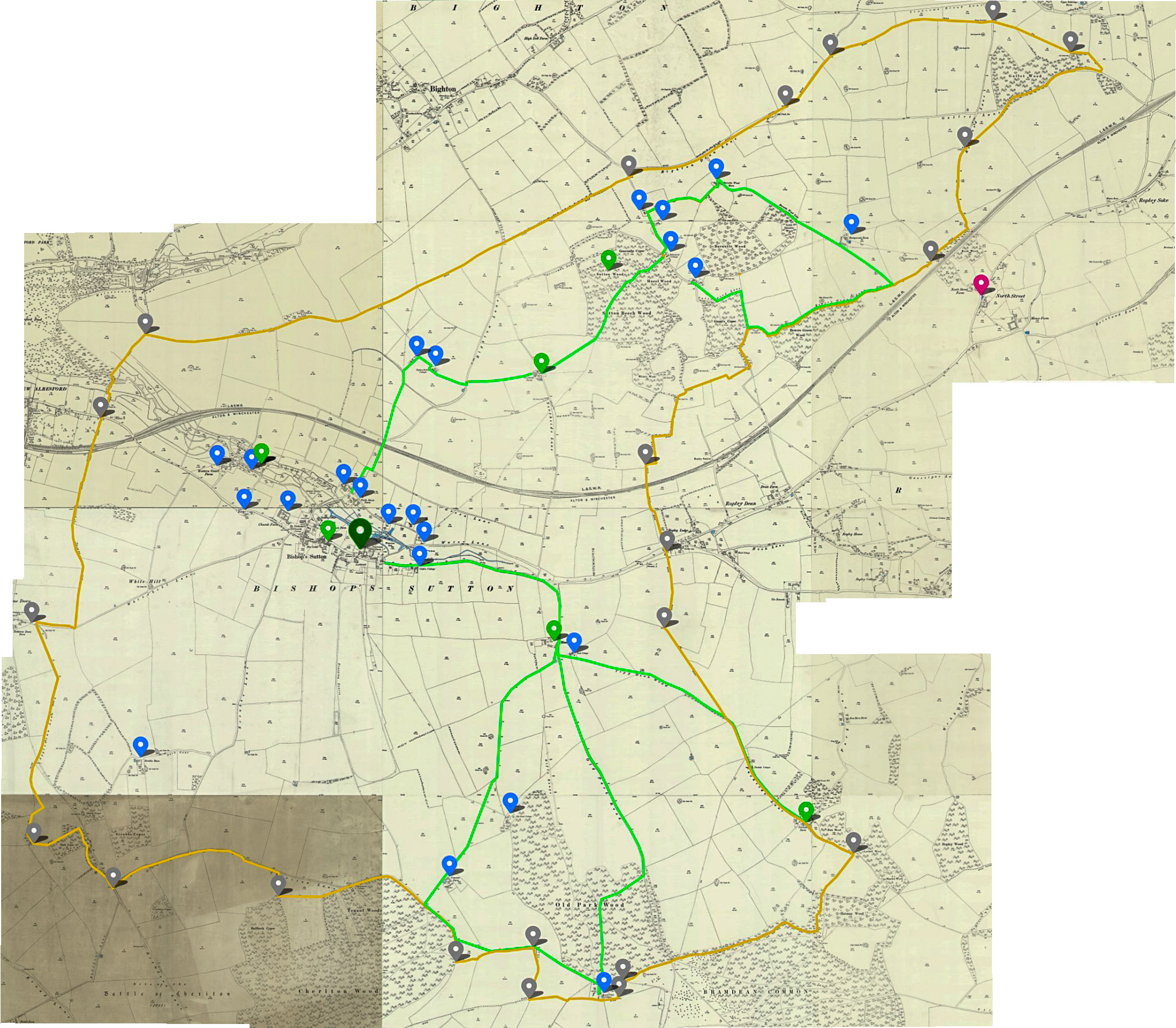 Bishops Sutton Parish Boundary 6 tiles Pano
