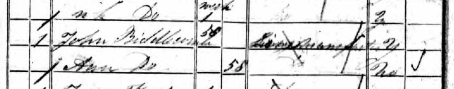 Census 1841 John Biddlecombe Thorncombe