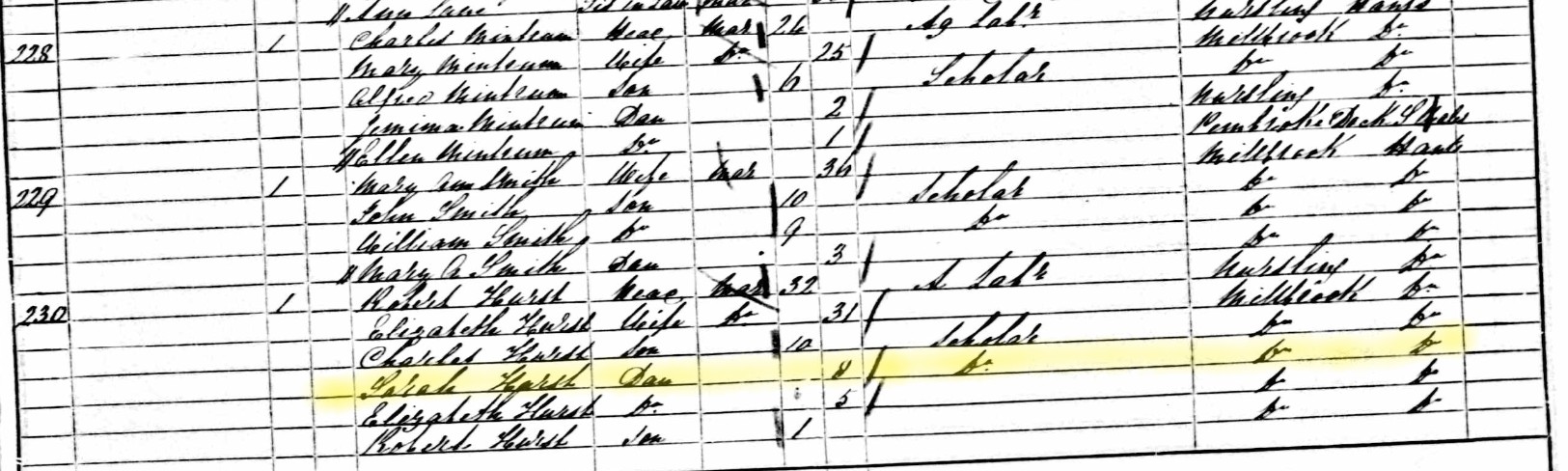 Census 1861 Sarah Hurst Millbrook