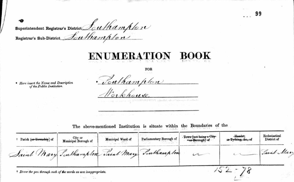 Census 1861 Workhouse Soton