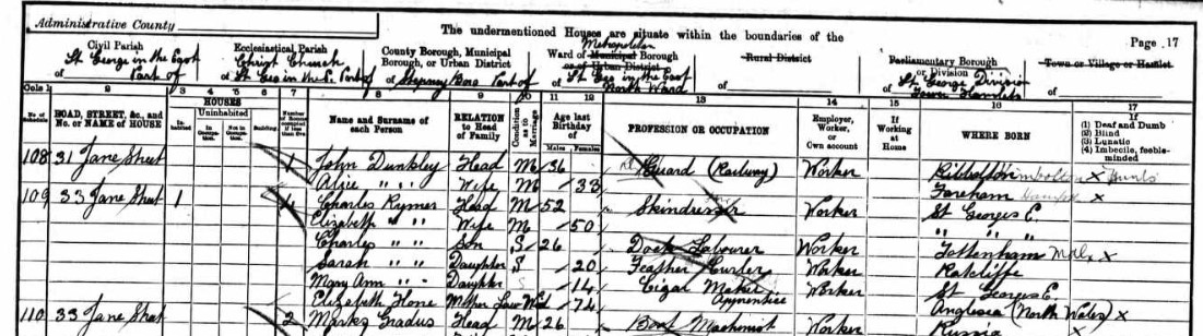 Census 1901 Elizabeth Hone