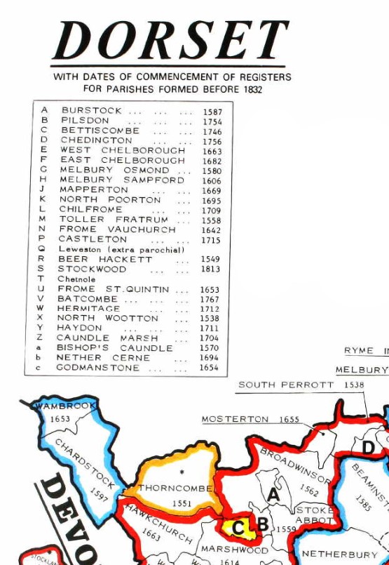 County Parish map Dorset Key A Z a c