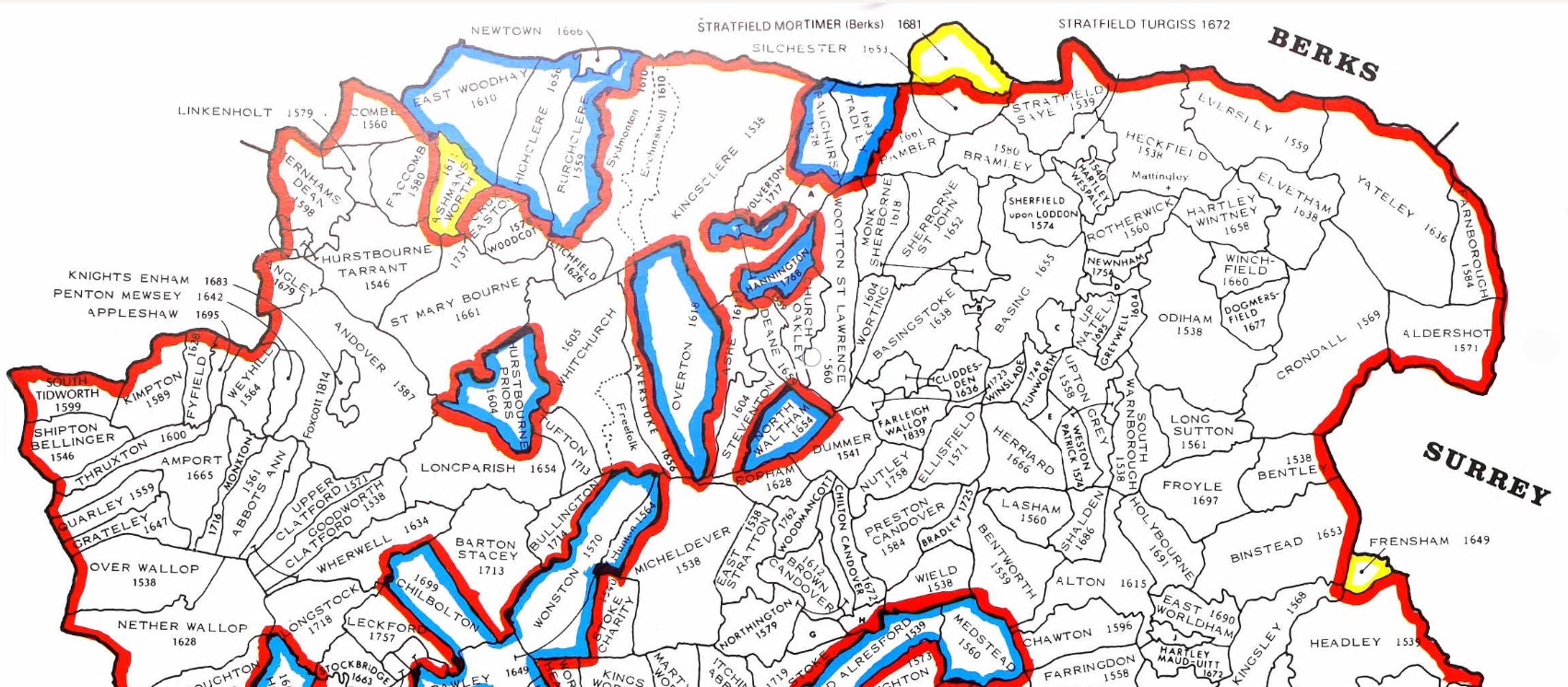 County Parish map Hampshire 1
