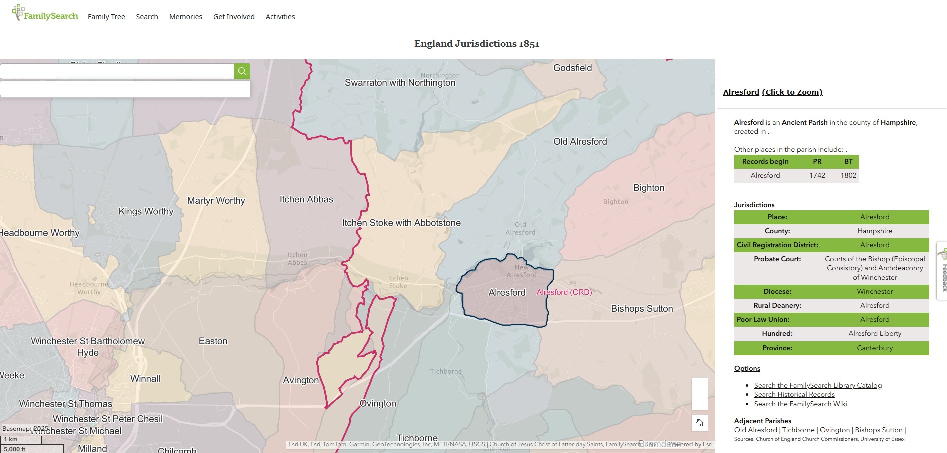 England Jurisdictions 1851 Alresford 1