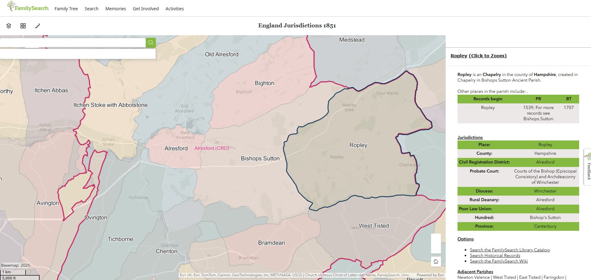 England Jurisdictions 1851 Ropley 1