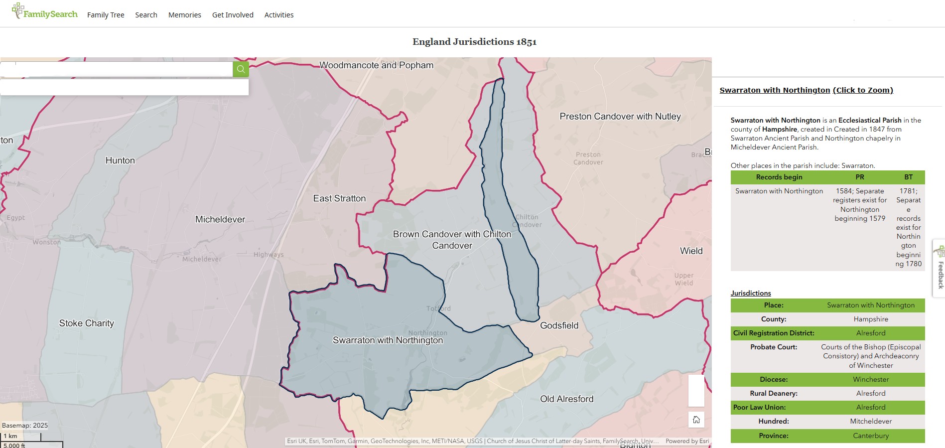 England Jurisdictions 1851 Swarraton with Northington 1