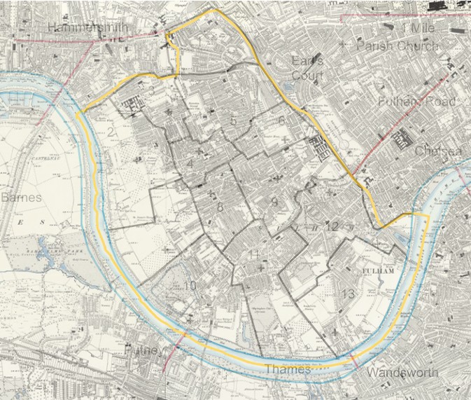 GENUKI Parishes of Fulham 1903 overlay