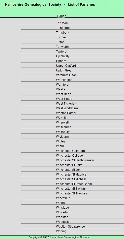 HGS Bap 1660 1751 Parishes List 6