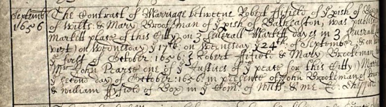 Marriage Robert Fifield Mary Brookeman