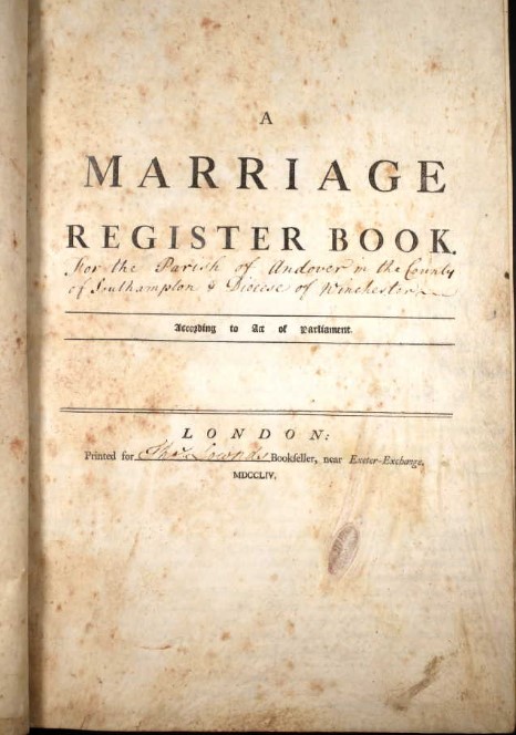 Marriage register at Andover 1