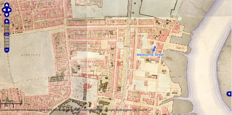 OS 1846 Soton CC Map Melbourne Street