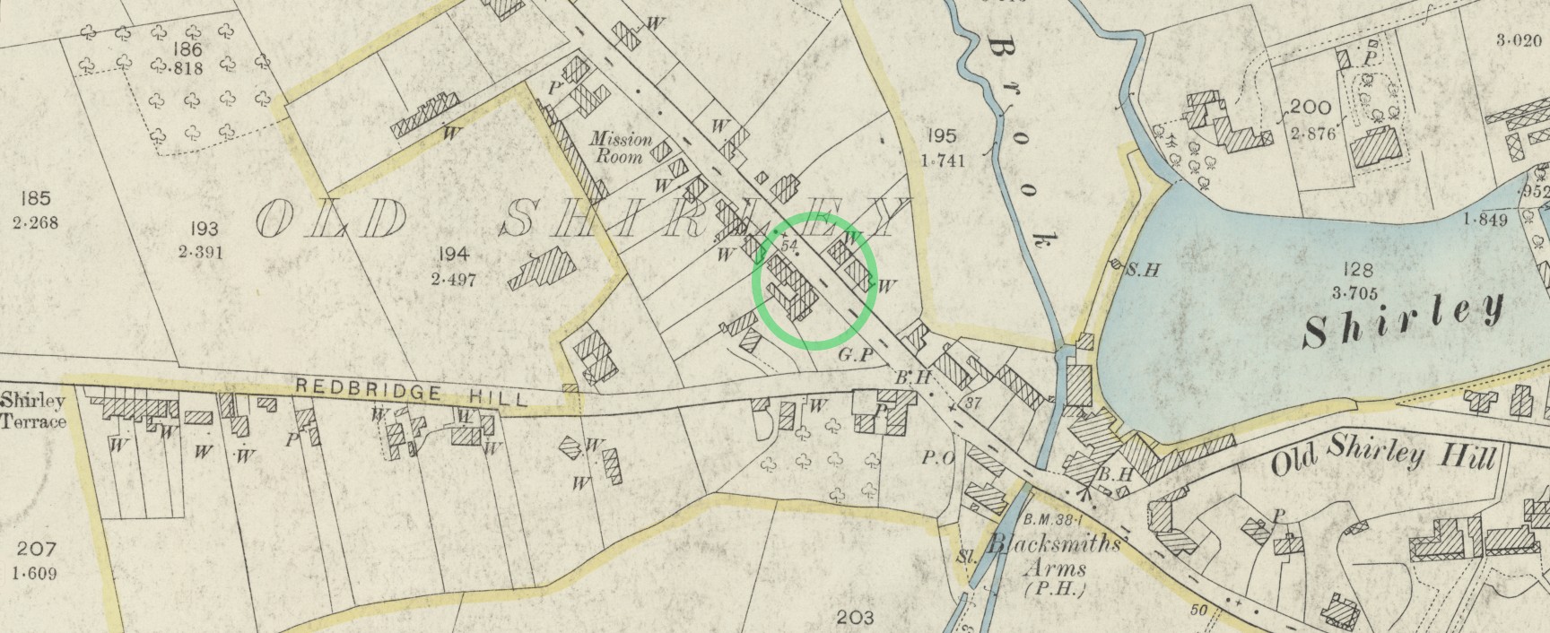 OS 25 Map Romsey Road Old Shirley Humby