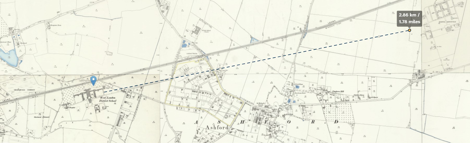 OS 25 Old Map Ashford