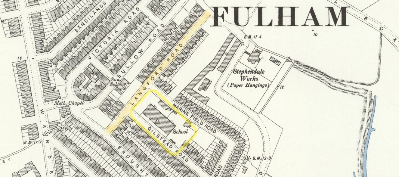 OS 25 Old Map Fulham Langford Road School