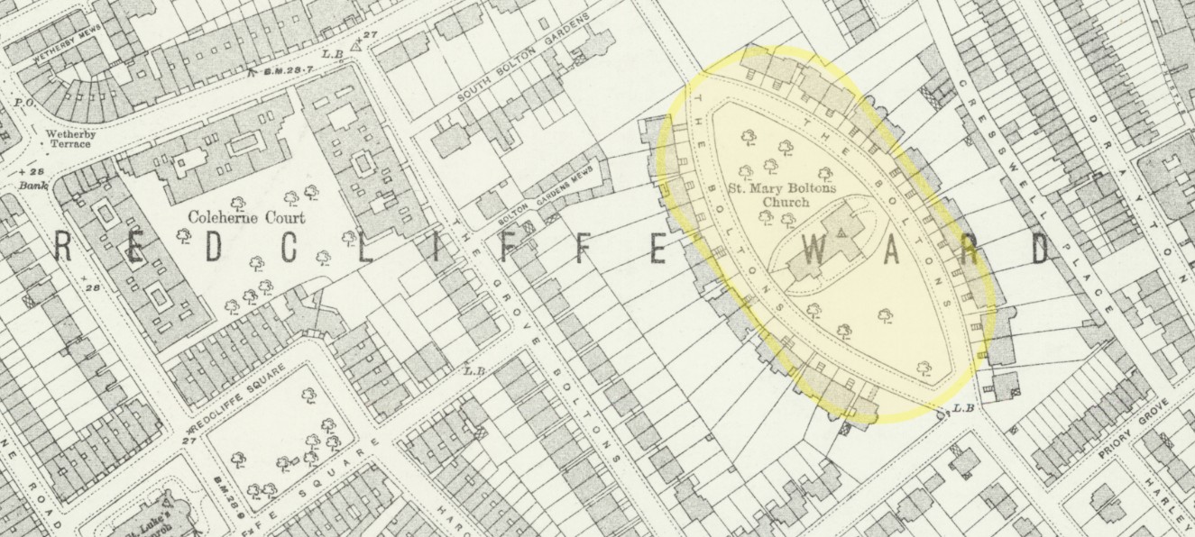 OS 25 Old Map Fulham St Mary Boltons Church