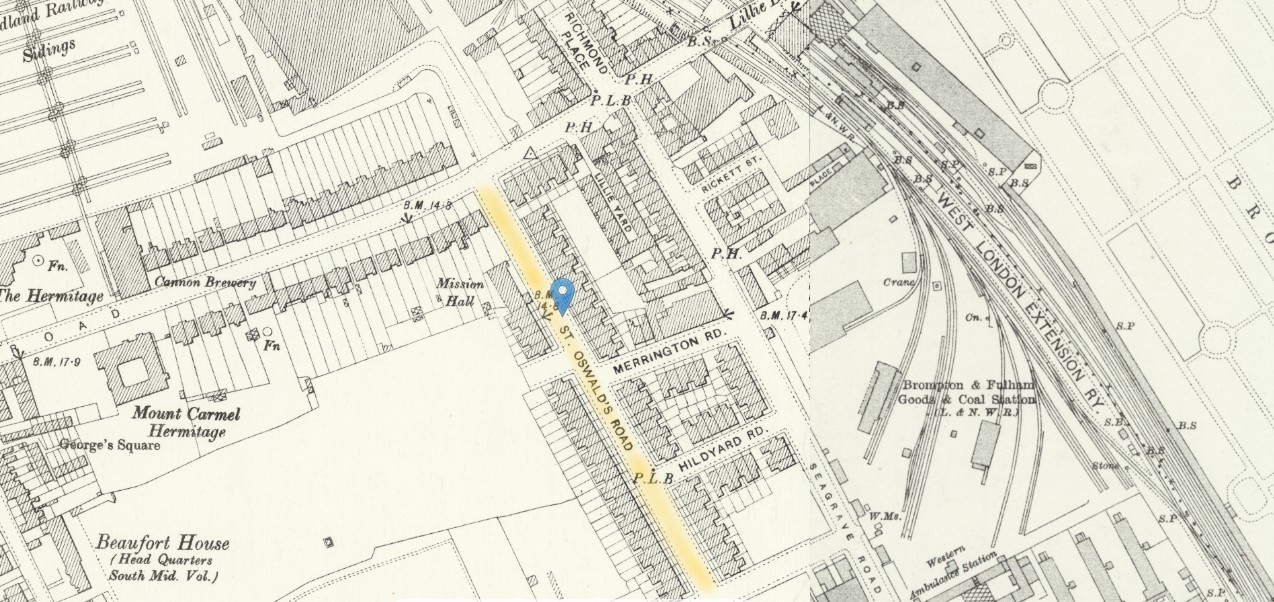 OS 25 Old Map Fulham St Oswald's Road