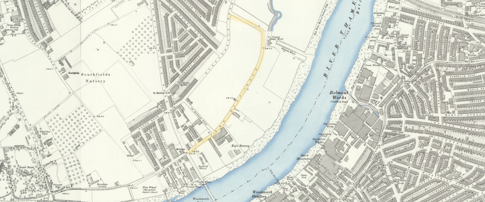 OS 25 Old Map Fulham Town Mead Road