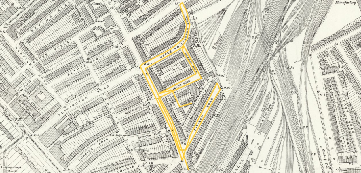 OS 25 Old Map Islington District 37 Enumerators route