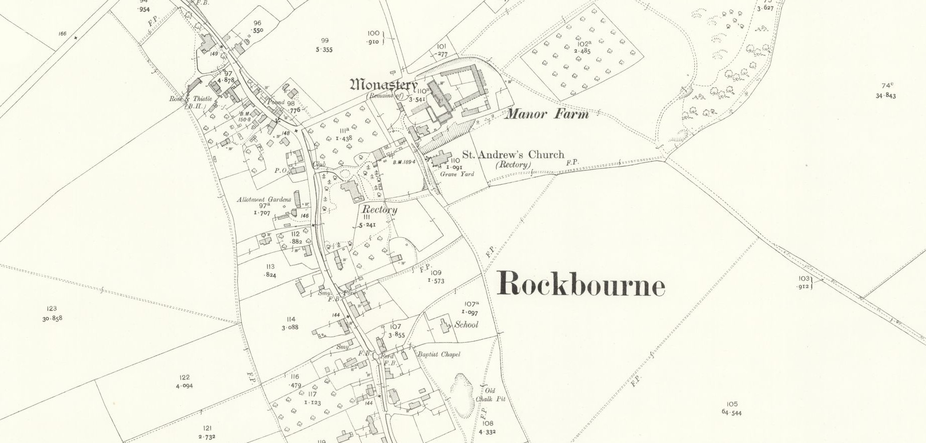 OS 25 Old Map Manor Farm Rockbourne Hampshire