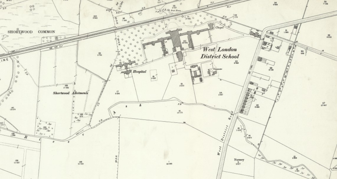 OS 25 Old Map West London District School Ashford