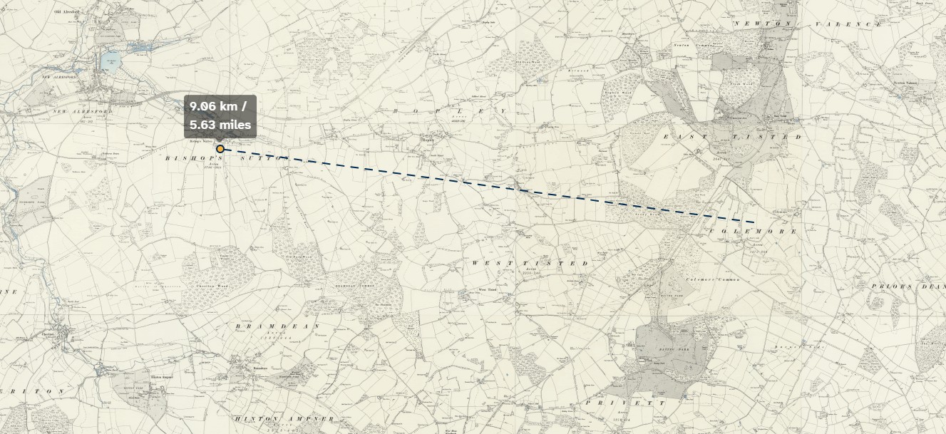 OS 6 Map Bishops Sutton to Colemore