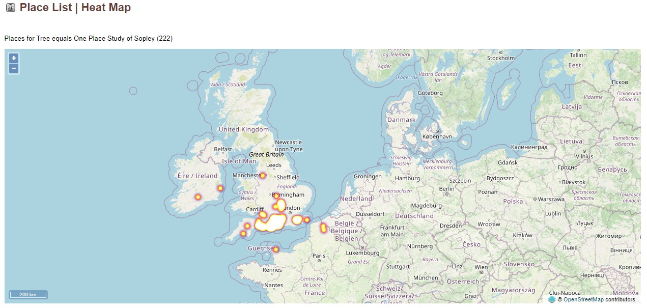 One Place Study of Sopley Heat Map of Great Britain Feb 2022