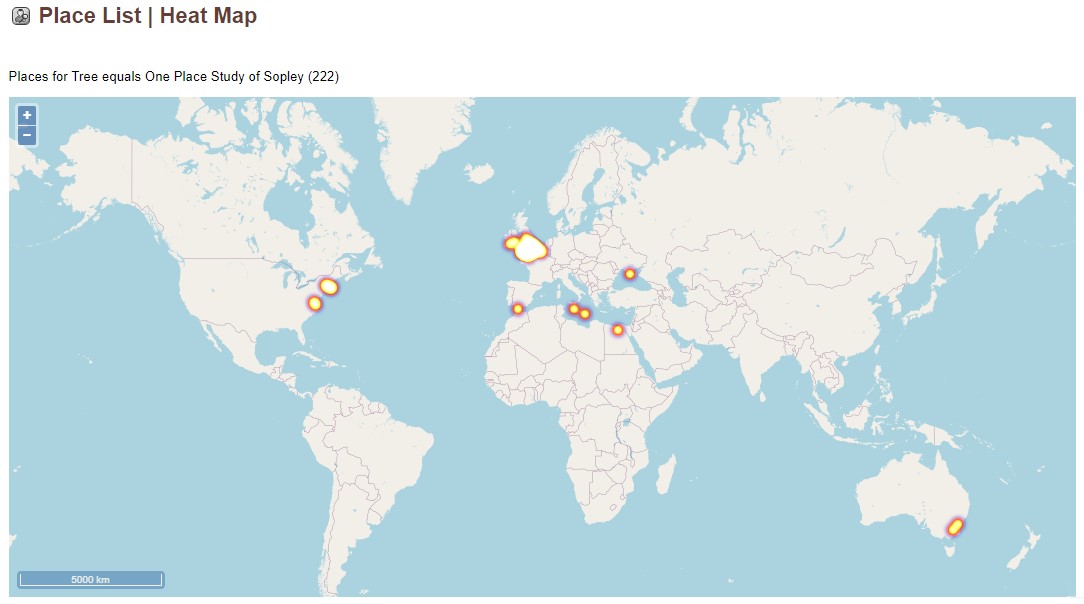 One Place Study of Sopley Heat Map of the World Feb 2022