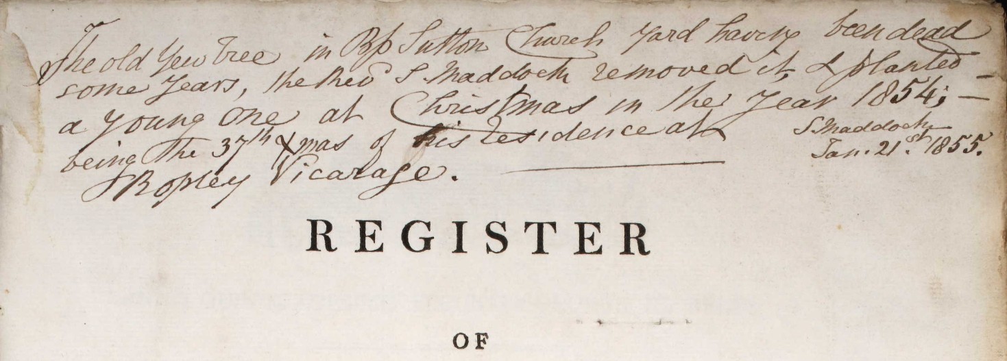 Parish Register Bishops Sutton Baptisms 1813 1855 Front Cover iv B