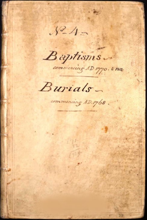 Parish Register Broughton Front Cover 1770 and 1768 to 1812