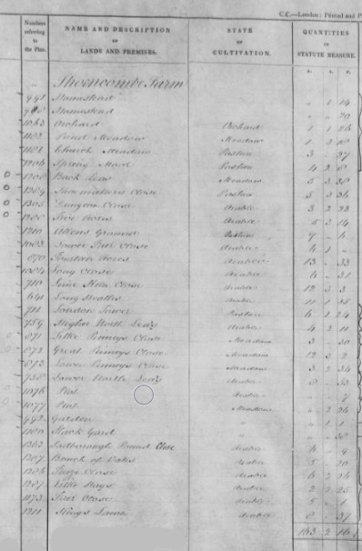 Tithe Apportionment Thorncombe OC Joseph Aplin plots 3