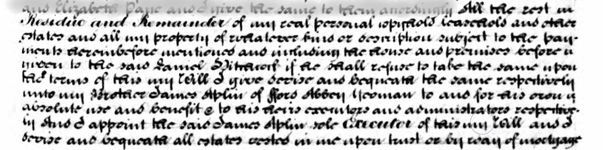 Will of George Biddlecomb of Winsham detail 4