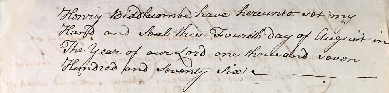 Will of Henry Biddlecombe of Kingston extract 5