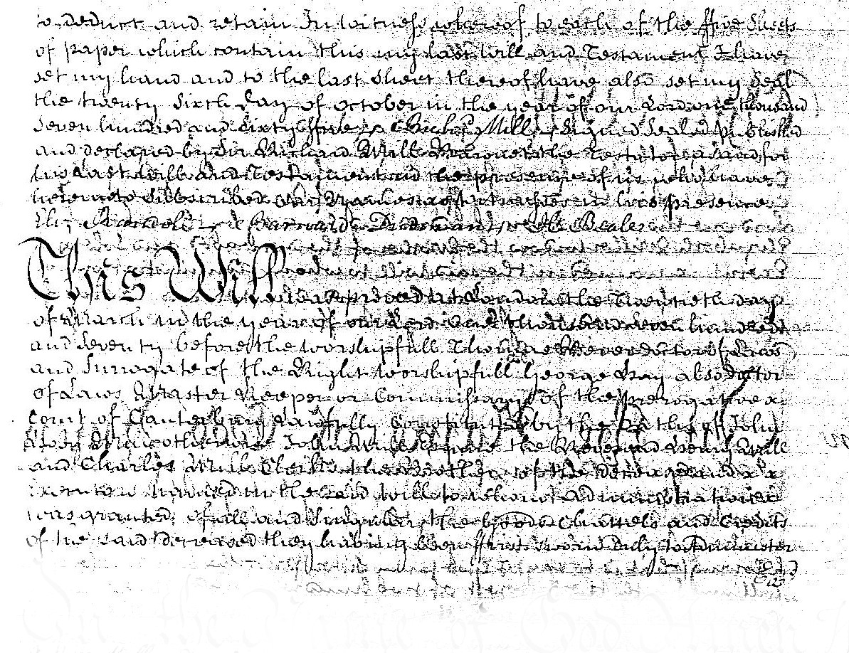 Will of Sir Richard Mill M